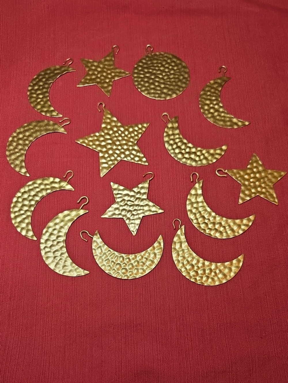 Hammered Gold Moon & Star Hang Decoration For Plants Decor Lot Bundle